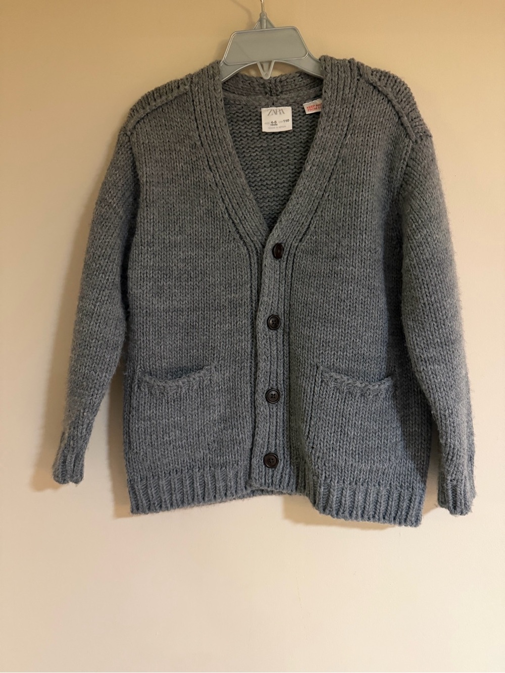 ZARA boys  Gray Knit Button Cardigan